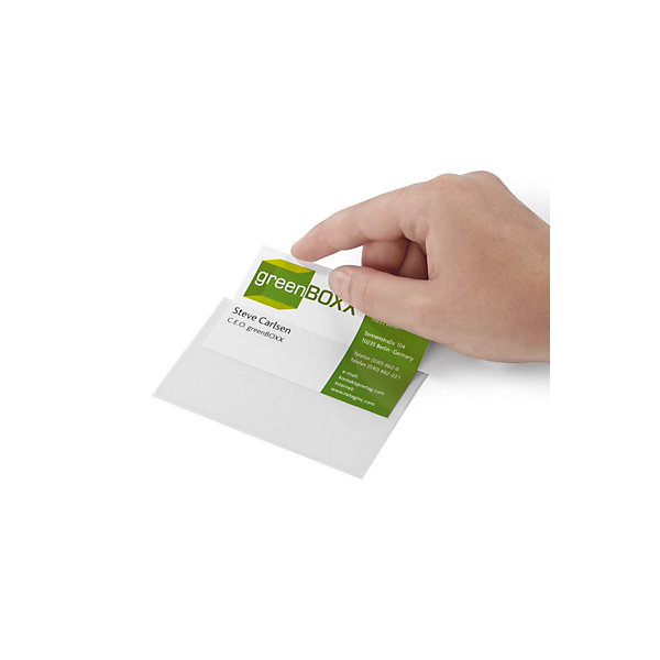 Pochette adhésive plastique pour cartes de visite