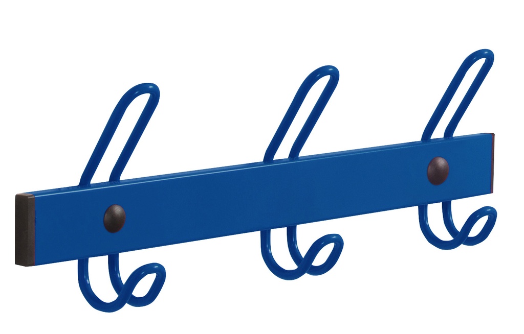 Patères murales bleues avec 3 portants pour espaces accueil et vestiaire