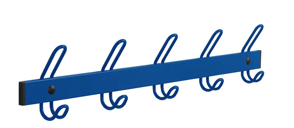 Patères murales bleues avec 5 portants pour espaces accueil et vestiaire