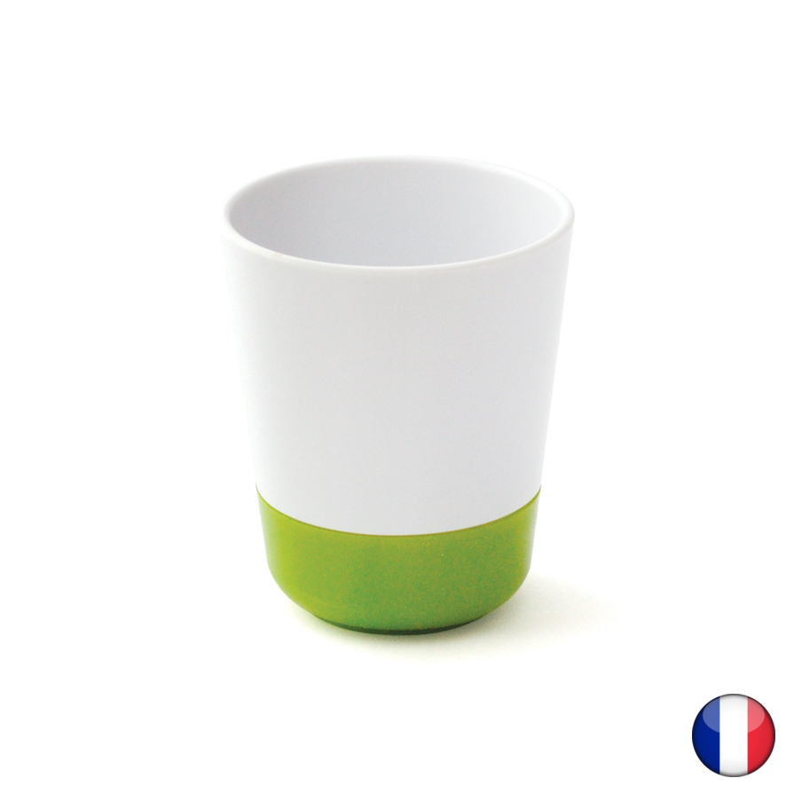 Gobelets en mélamine 16 cl avec antidérapant vert - lot de 6