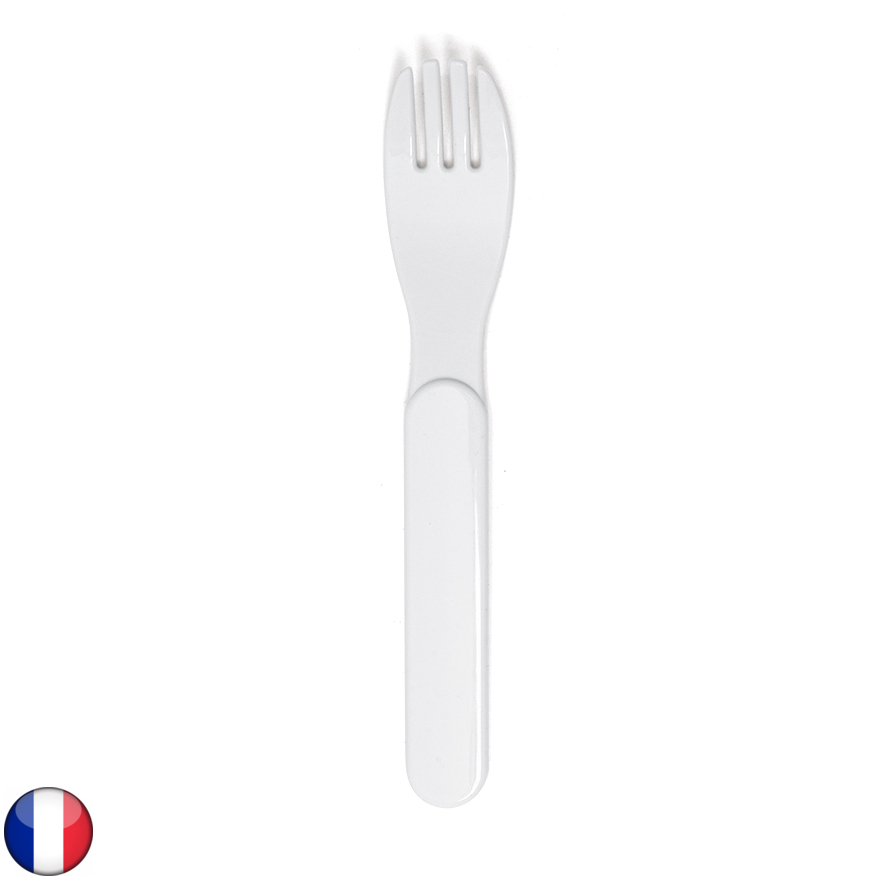 Fourchette premier âge blanche en copolyester - Lot de 12