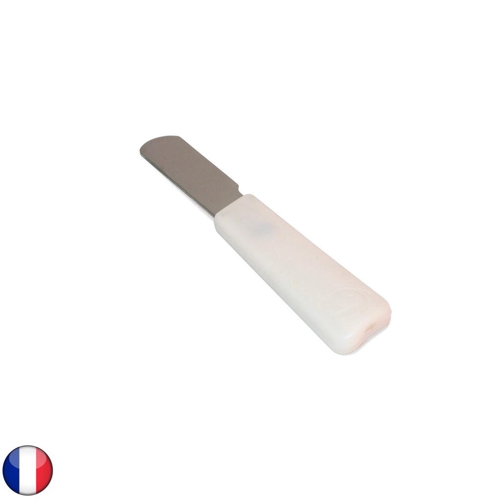 [832] Couteau ergonomique en inox avec manche blanc biosourcé - Lot de 12