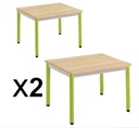 Tables de maternelle 60x50cm avec pieds démontables, lot de 2