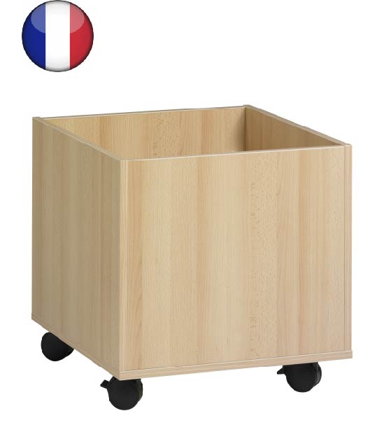 Bac à jouets mobile en mélaminé avec roulettes - Dimensions 60x60x60 cm