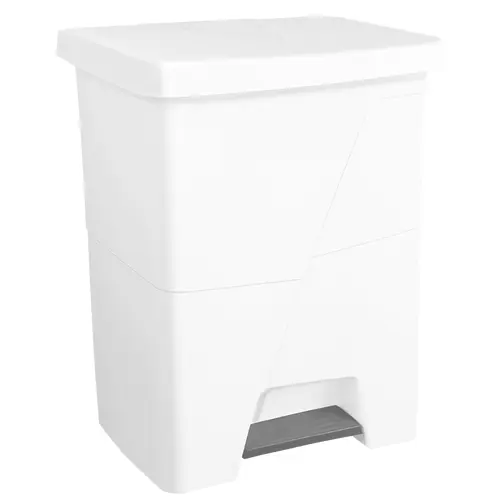 [2211] Poubelle plastique à pédale 50L blanc pour usage professionnel