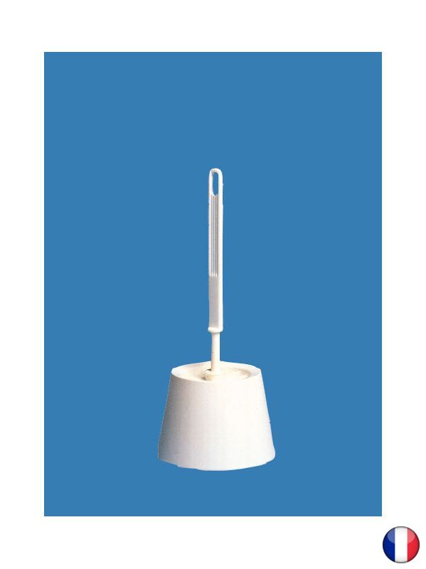[2095] Combiné brosse et support WC en plastique blanc