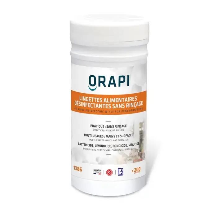 Lingettes alimentaires désinfectantes sans rinçage x200