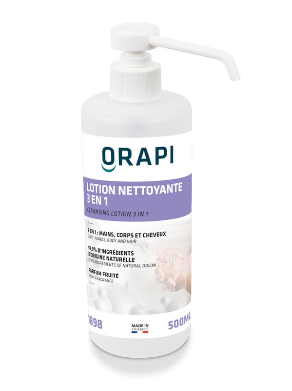 [1103_LOT] Lotion nettoyante, savon parfumé 3 en 1 pour mains, corps et cheveux - 2 flacons de 500ml