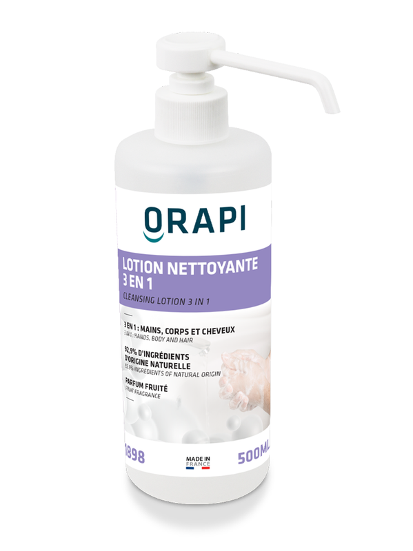 Lotion nettoyante, savon parfumé 3 en 1 pour mains, corps et cheveux - 2 flacons de 500ml