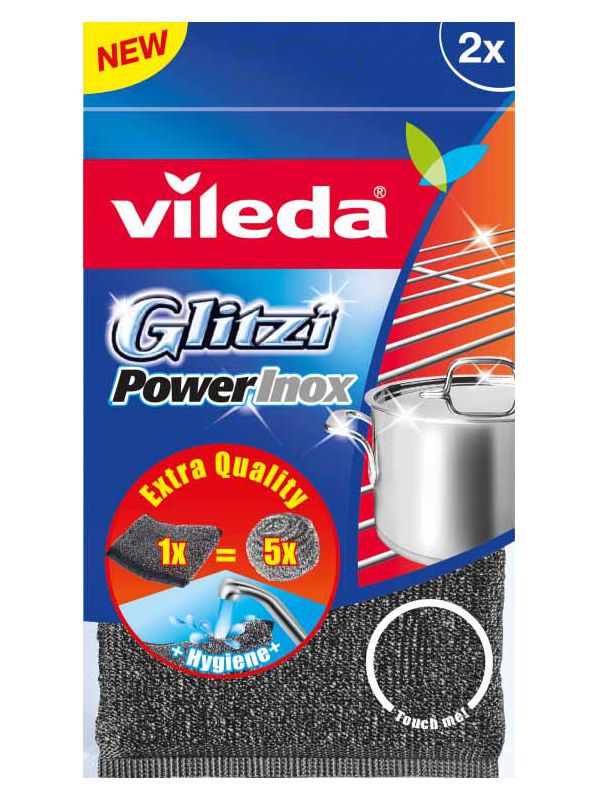 Powerinox éponge double-face acier inoxydable, sachet de 2