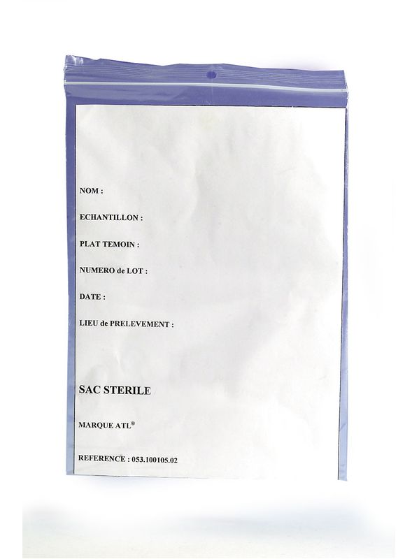 [1214] Sacs de prélèvement à zip 25x18 cm, paquet de 100 unités
