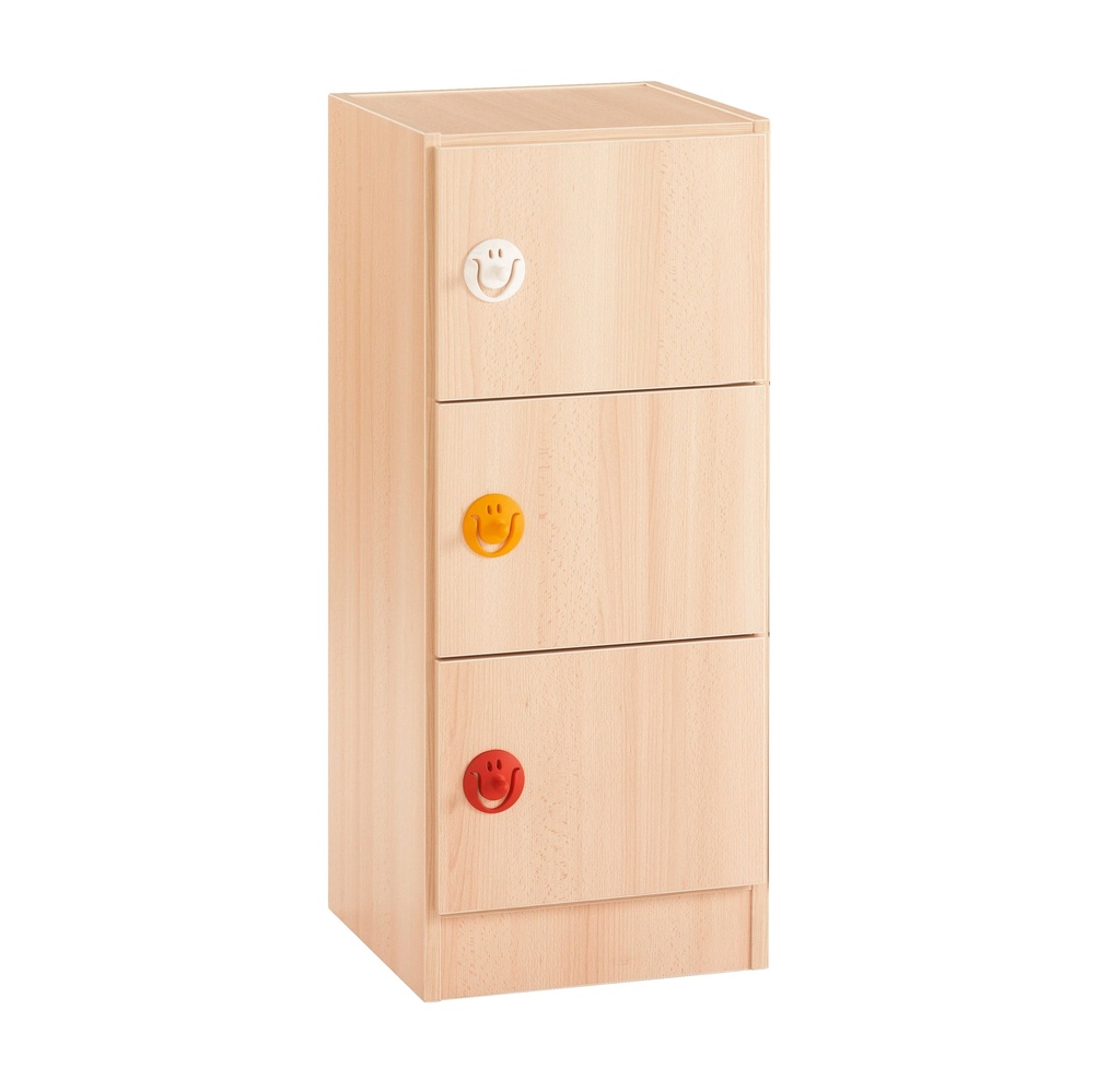 Meuble de rangement en mélaminé avec portes et poignées décoratives