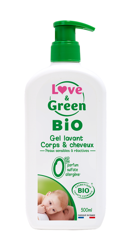 Gel lavant Corps & Cheveux Bio 0% - Peaux sensibles à réactives, 2x 500ml