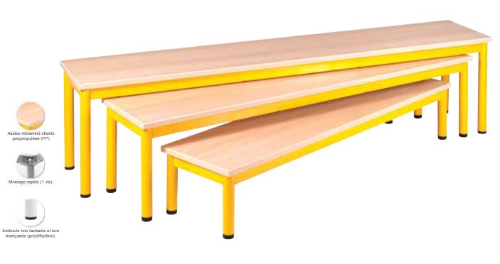 Bancs gigognes pour petite enfance, hauteurs d'assises T0, T2 et T4