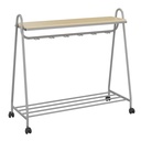 Vestiaire mobile professionnel avec 12 patères et étagère, couleur hêtre miel