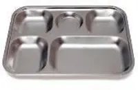 Plateau compartimenté en inox avec 5 sections