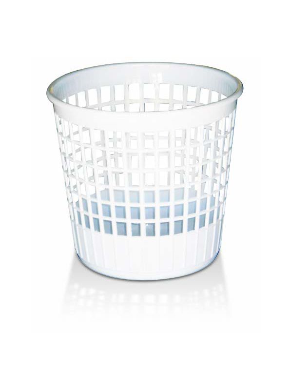 [2628] Corbeille à papier en plastique blanc - 12L