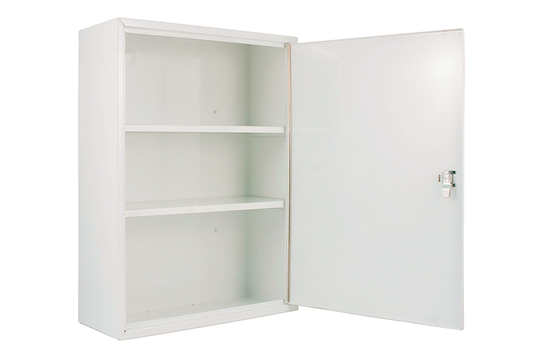 [2760] Armoire à pharmacie en métal avec serrure et fixation murale