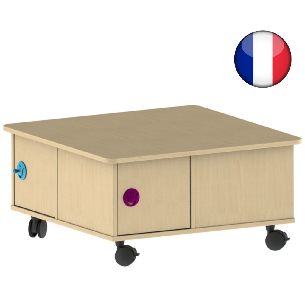 Table d'activités pour crèche avec portes et roulettes