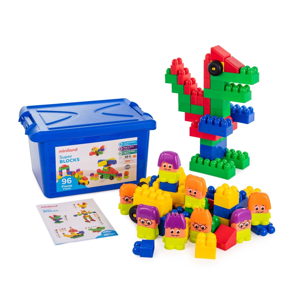 Blocs de construction éducatifs pour jeunes enfants - Maxi box 96 pièces