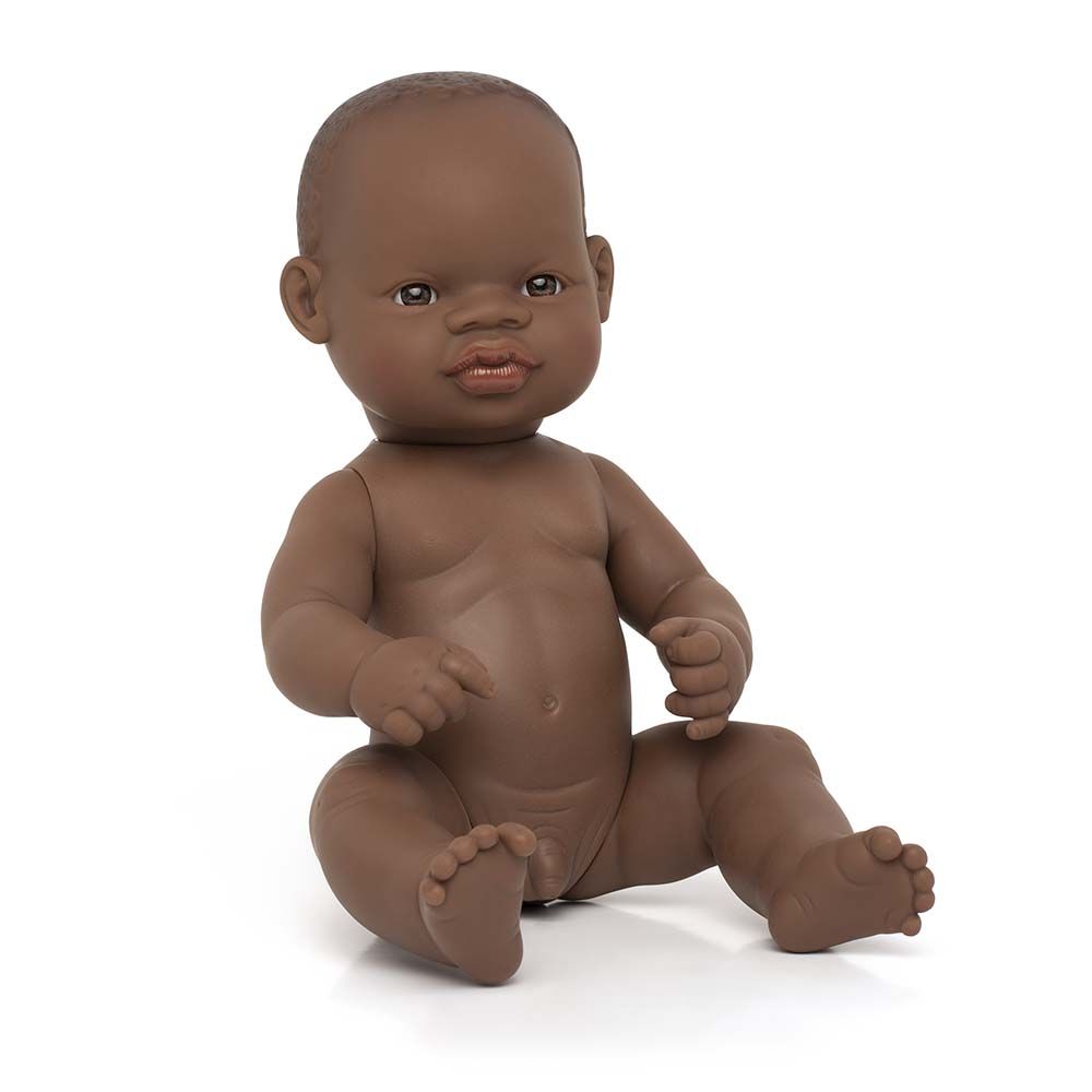 Poupée ethnique premier âge 32cm, garçon type africain