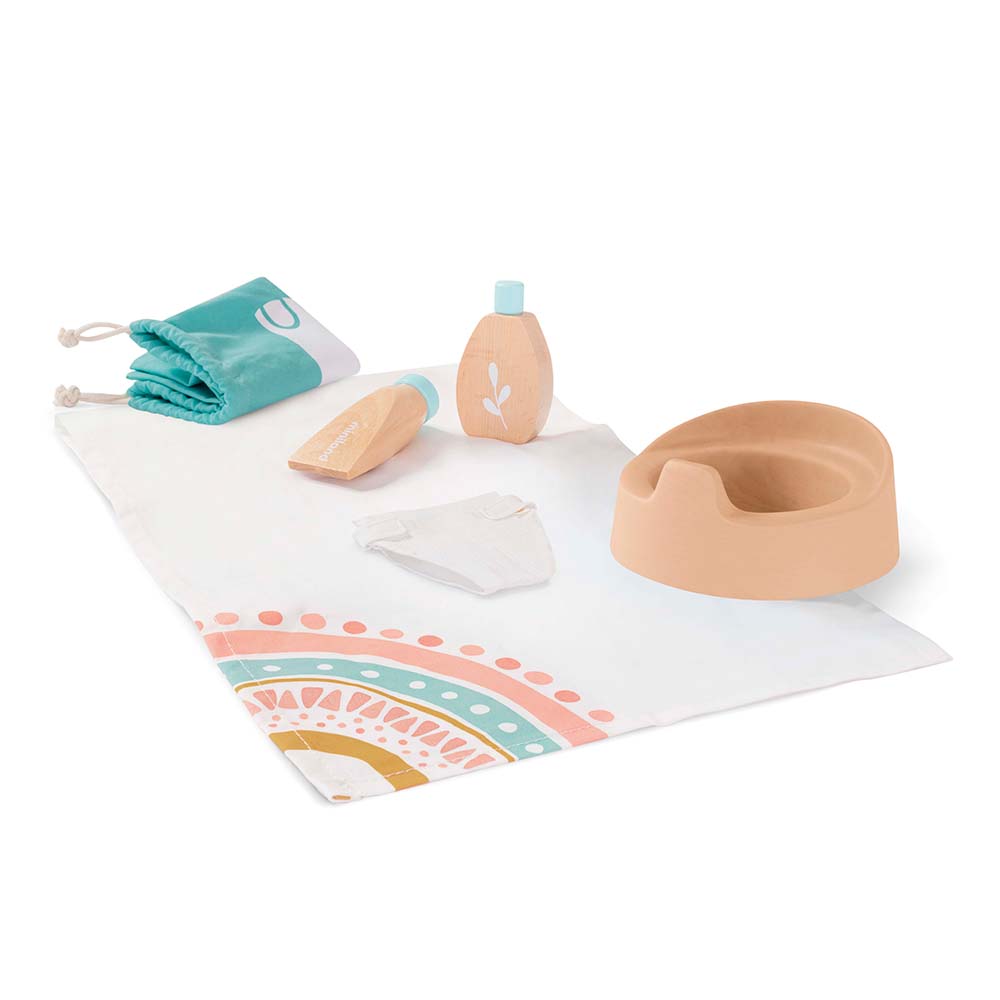 [1757] Kit de Change en Bois pour Poupée - Jeu Éducatif pour Enfants dès 3 ans