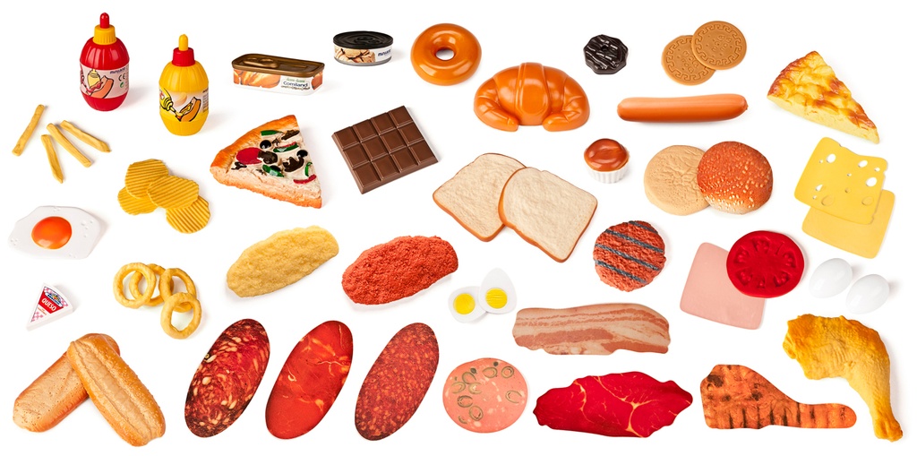 [3307] Accessoires de jeu de dînette - Sandwichs et sauces, 52 pièces