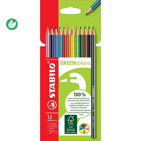 [3425] Crayons de couleur hexagonaux - Étui de 12