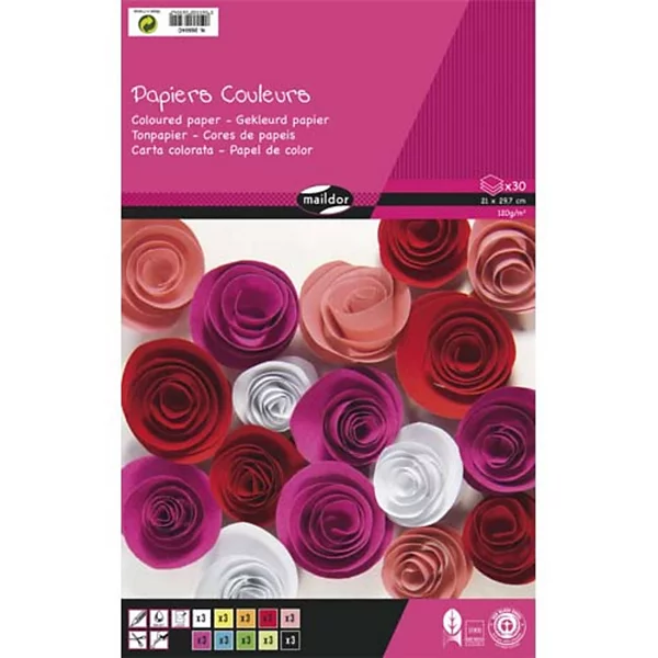 [3431] Papier Couleur Assorti 120g Format A4 - Bloc de 30 Feuilles