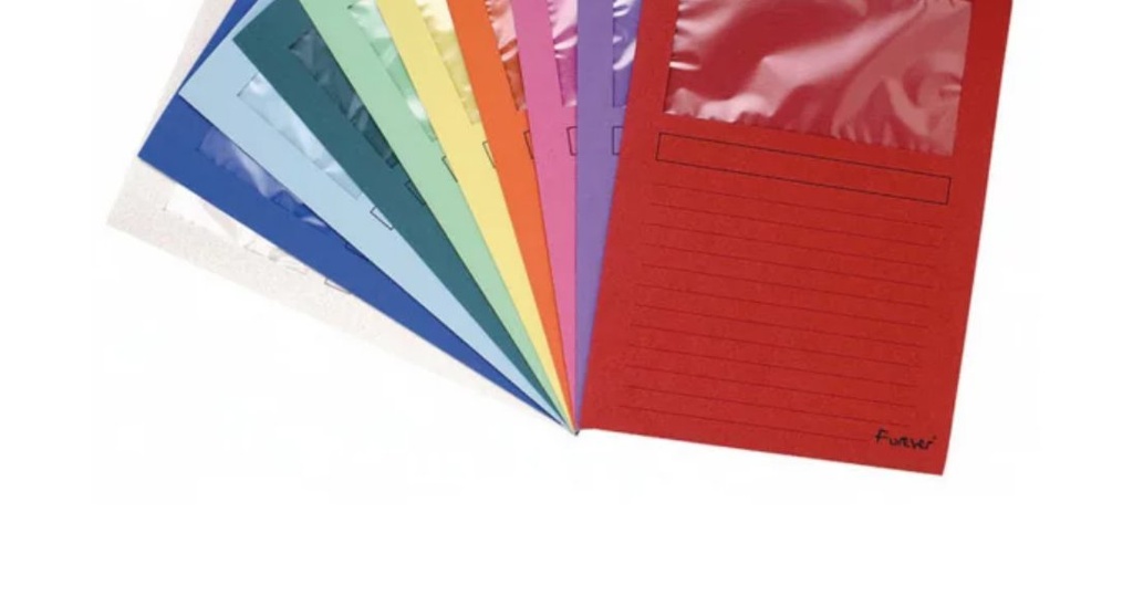 Chemises à fenêtre A4 en carton recyclé, couleurs assorties