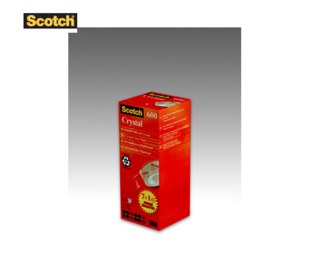 Ruban adhésif transparent 19 mm x 33 m - Lot de 8