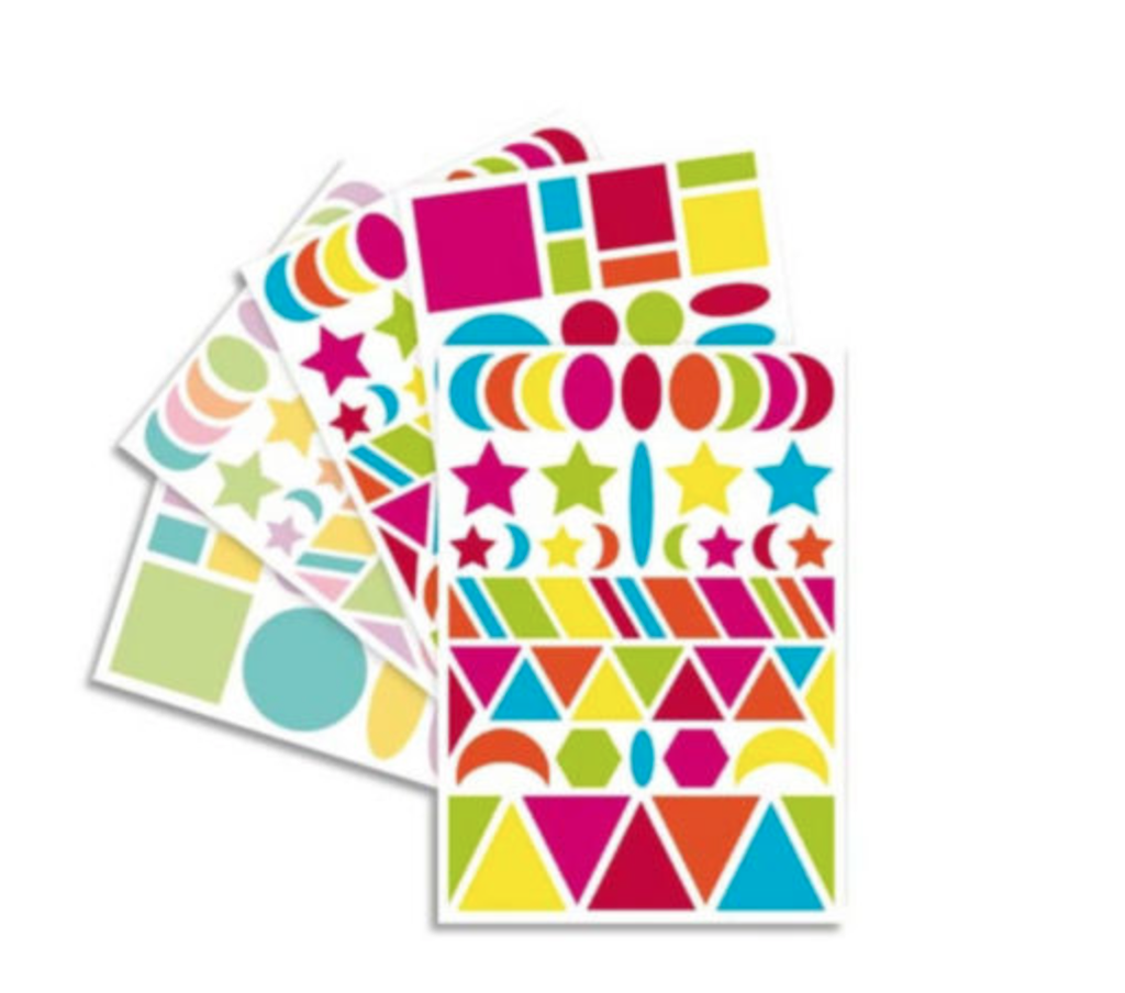 Gommettes géométriques colorées pour activités créatives en crèche