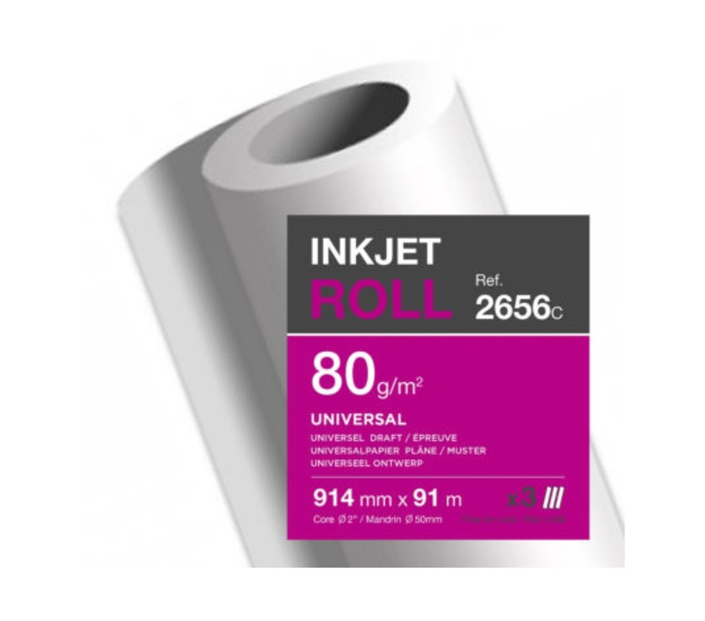 [3503_LOT] Rouleau de papier blanc 0,610 mm x 45m, lot de 3