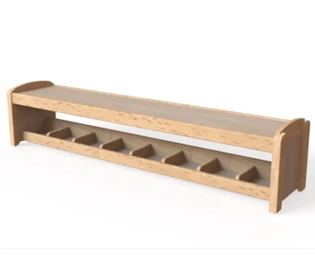 Banc d'accueil avec casiers à chaussures pour petite enfance