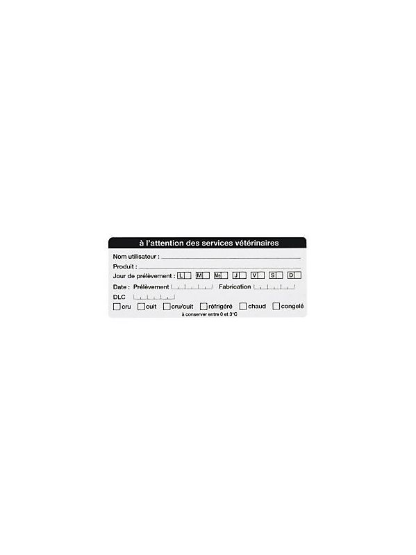 Étiquette témoins repas pré-imprimées - Carton de 2500