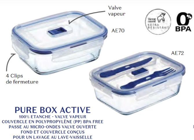 Boîte de conservation 100% étanche 122cl, lot de 6