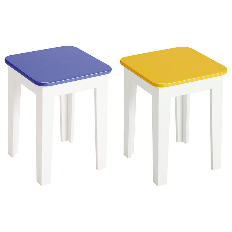 Tabouret enfant, hauteur 25cm, lot de 2, jaune et violet