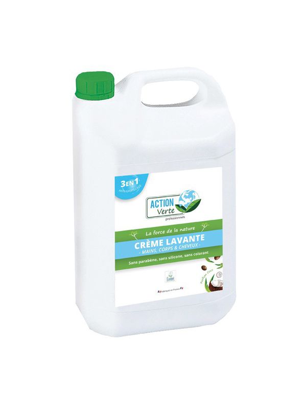 Gel Nettoyant 3-en-1 Mains, Corps et Cheveux, Parfum Coco, Bidon 5L