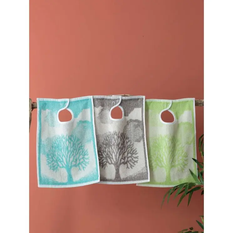 Bavoir à pression en coton éponge avec motif Arbre 35x45cm, lot de 12