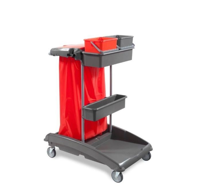 Chariot de ménage à roulettes avec structure en résine incassable