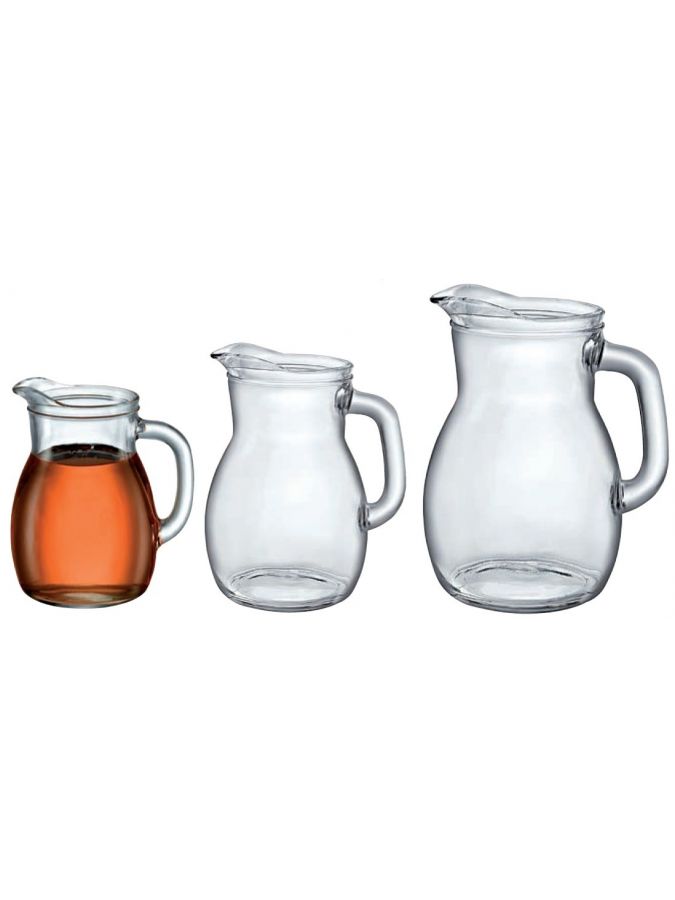 Carafe de table en verre épais 0,25L avec anse, lot de 6