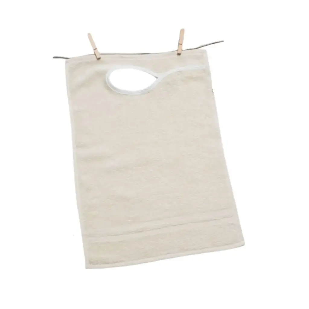 Bavoir uni ineffilochable en coton bio avec pressions 35x50cm, lot de 12