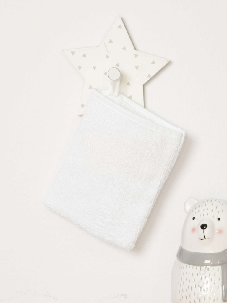 Lot de 12 gants de toilette éducatifs blancs pour enfants