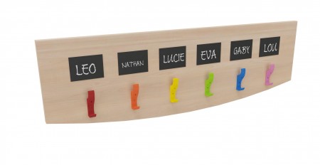 [4788] Lisse murale en hêtre massif K'Briol avec patères et portes étiquettes