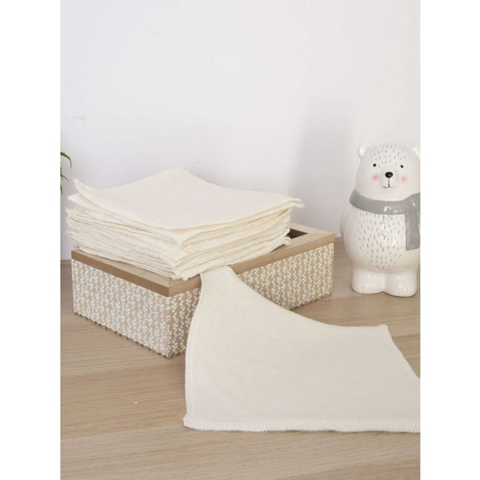 Carré coton bio 15x15cm, lot de 25