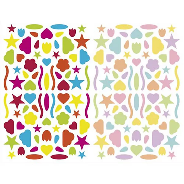 Gommettes multiformes couleurs vives et pastels pour activités créatives, lot de 2