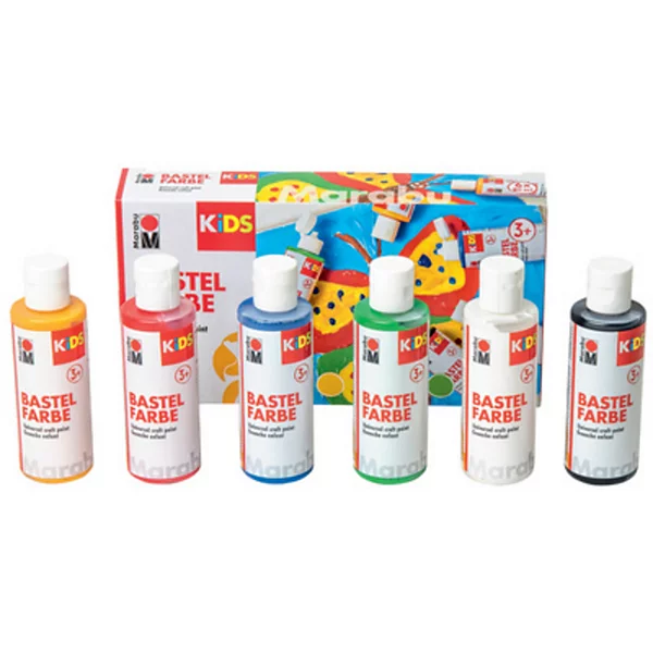Kit de gouache pour enfants - 6 couleurs assorties, 80 ml