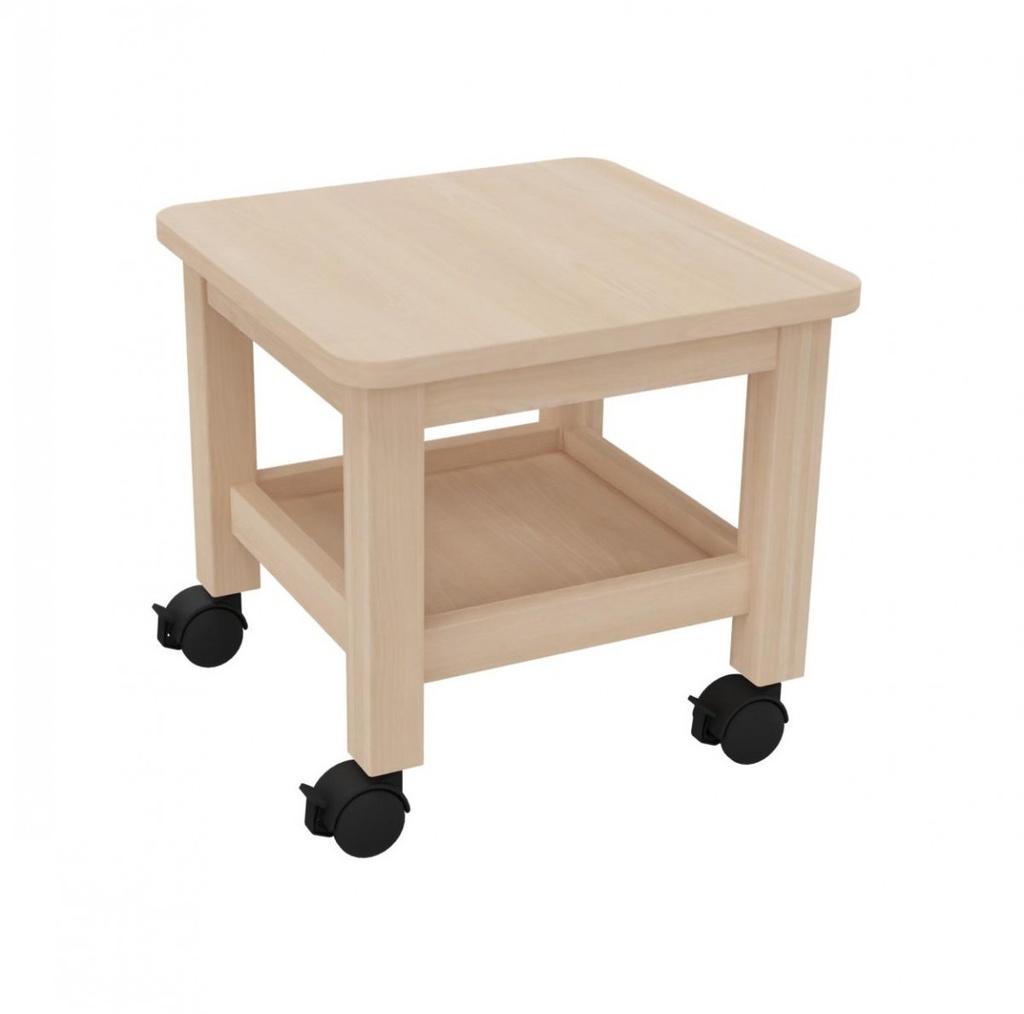 Tabouret mobile K'Briol verni naturel avec roulettes silencieuses
