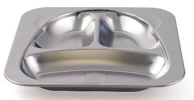 Assiette compartimentée en inox, petit format, lot de 6