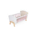 Lit pour poupon en bois blanc et rose, design raffiné